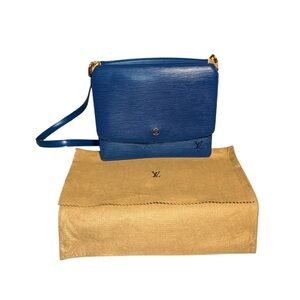 Louis Vuitton Epi Leather Sac Seau Toledo Blue Crossbody Bag With Dust Bag EUC